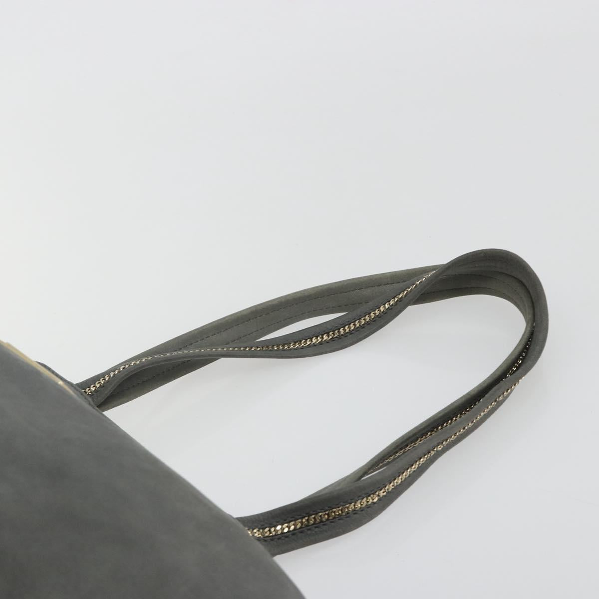 FENDI Tote Bag Leather Gray Gold Auth 192203A