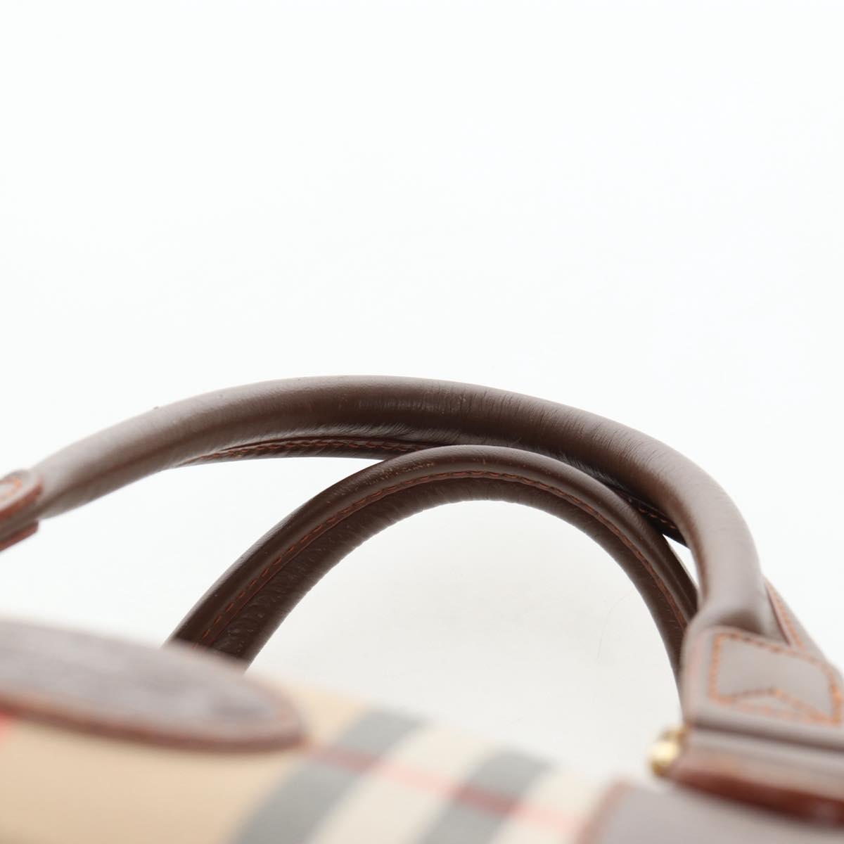 Burberrys Nova Check Boston Bag Canvas Beige Gold Auth 192209