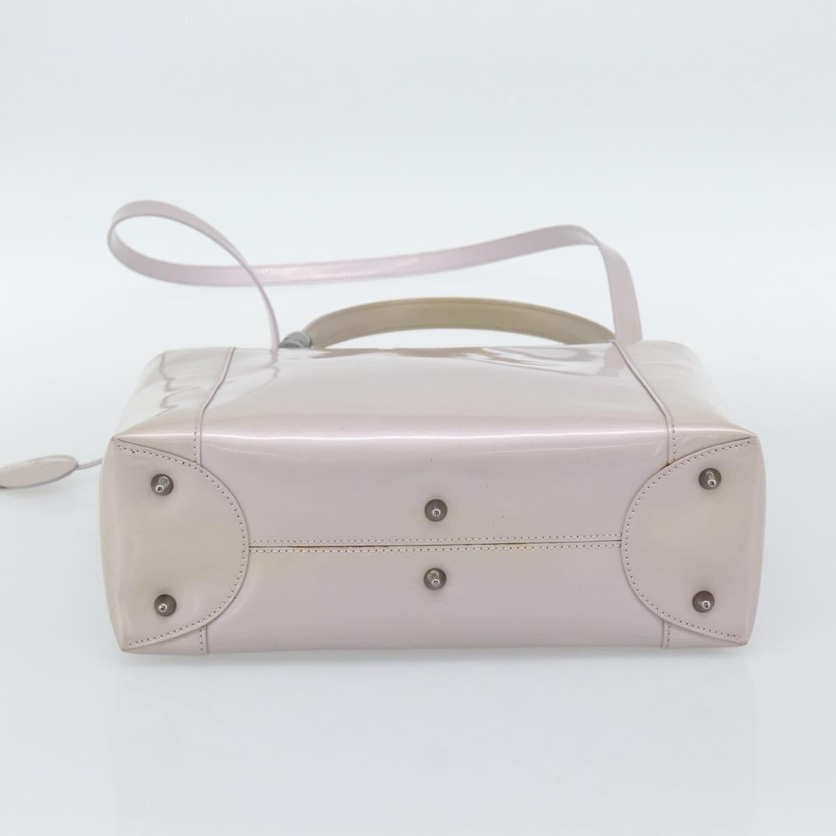 Christian Dior Maris Pearl Bag Patent Leather 2way Lavende Silver Auth 192211