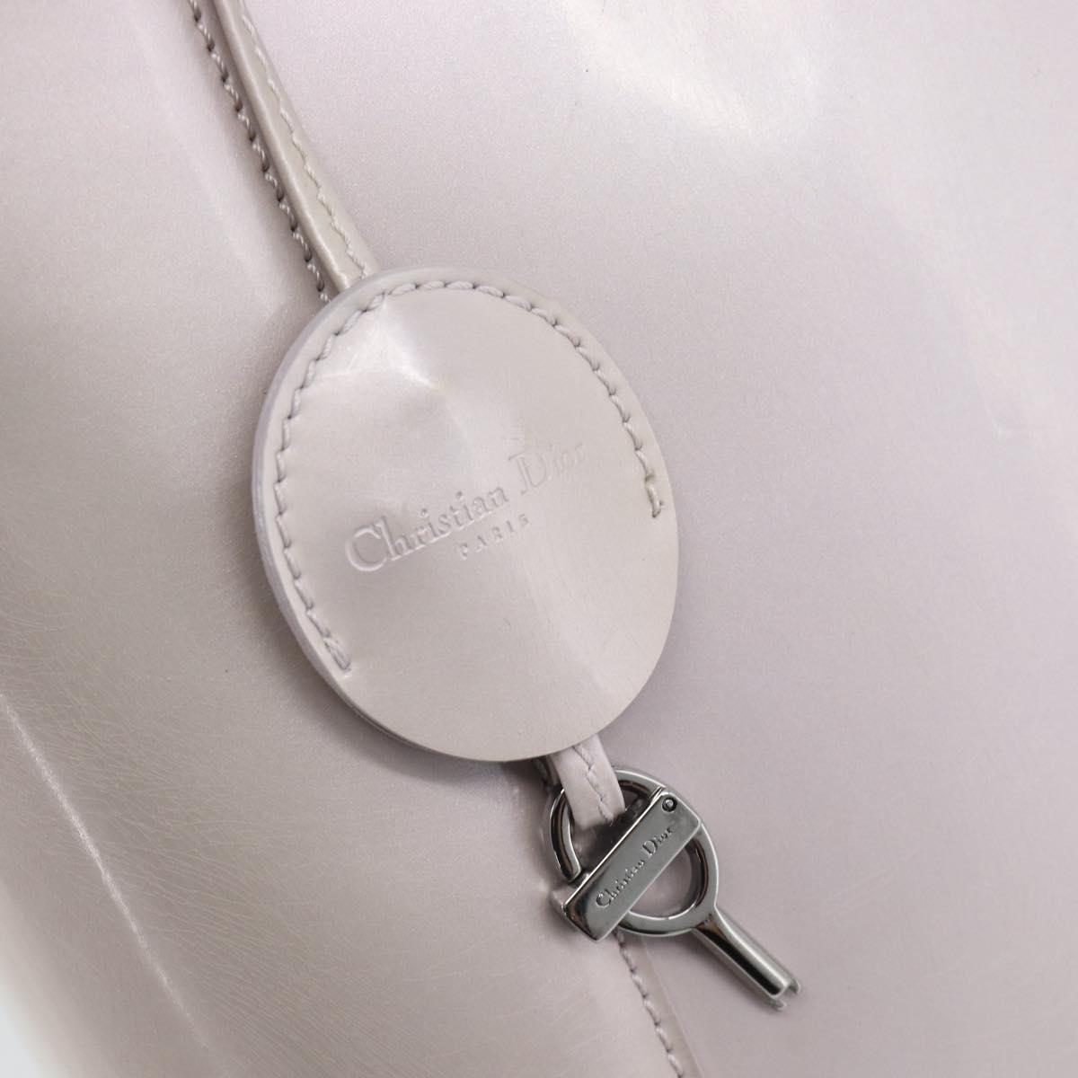 Christian Dior Maris Pearl Bag Patent Leather 2way Lavende Silver Auth 192211