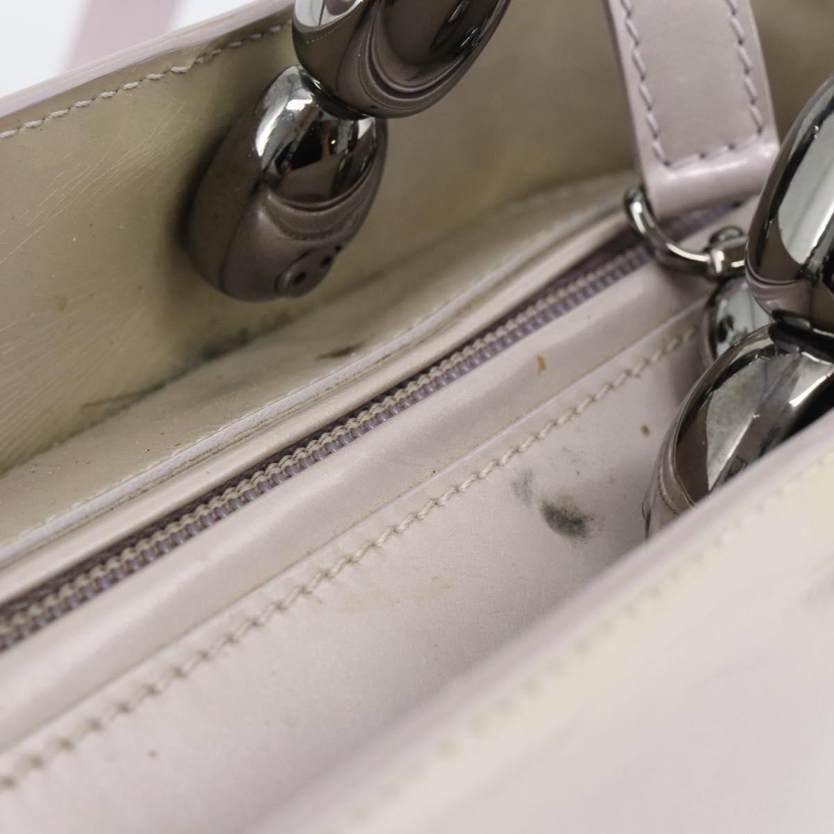 Christian Dior Maris Pearl Bag Patent Leather 2way Lavende Silver Auth 192211