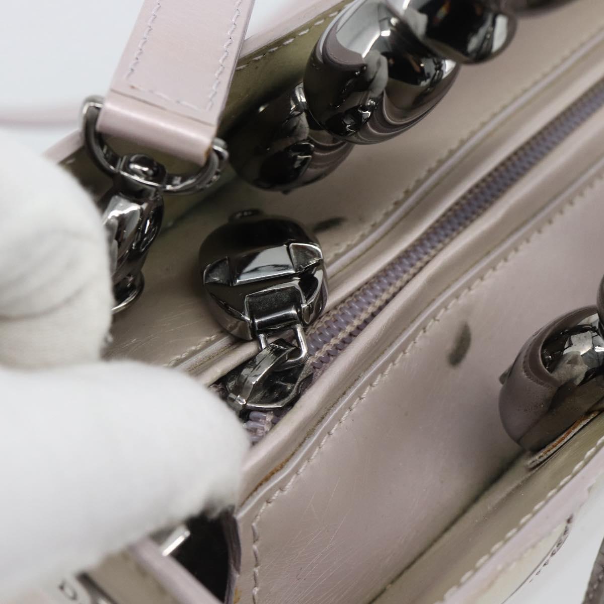 Christian Dior Maris Pearl Bag Patent Leather 2way Lavende Silver Auth 192211