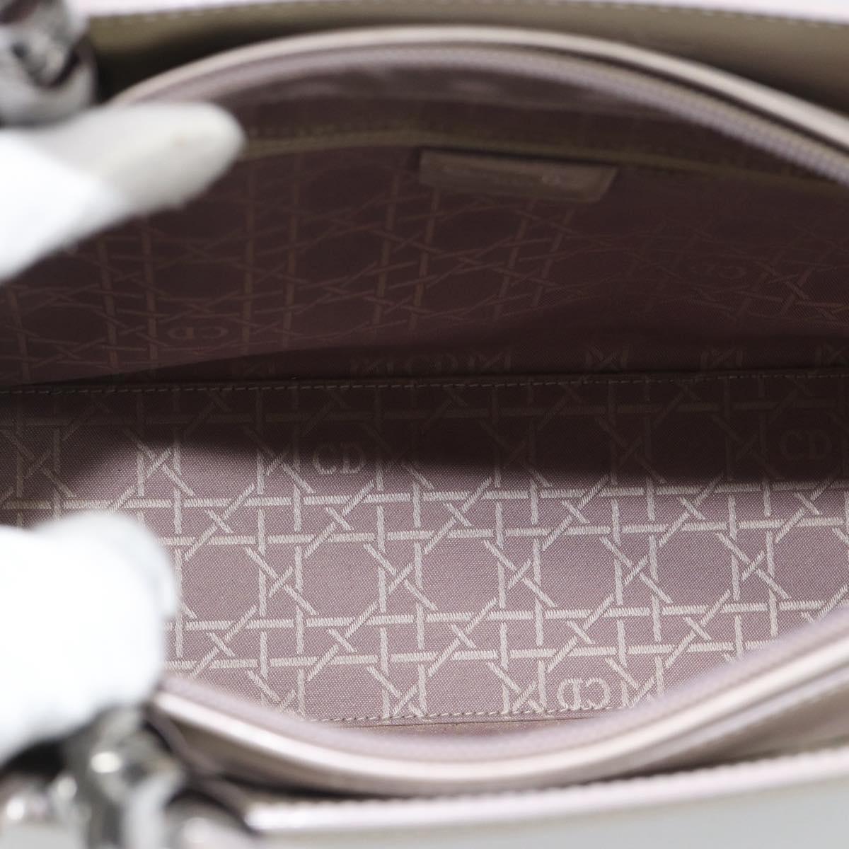 Christian Dior Maris Pearl Bag Patent Leather 2way Lavende Silver Auth 192211