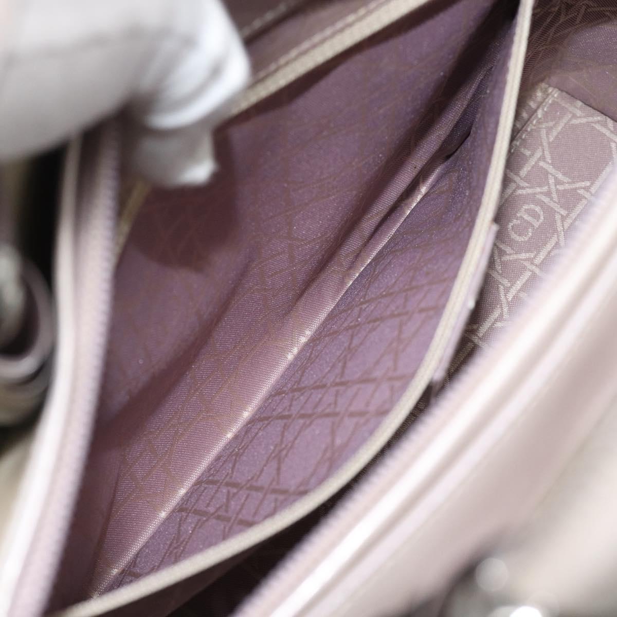 Christian Dior Maris Pearl Bag Patent Leather 2way Lavende Silver Auth 192211