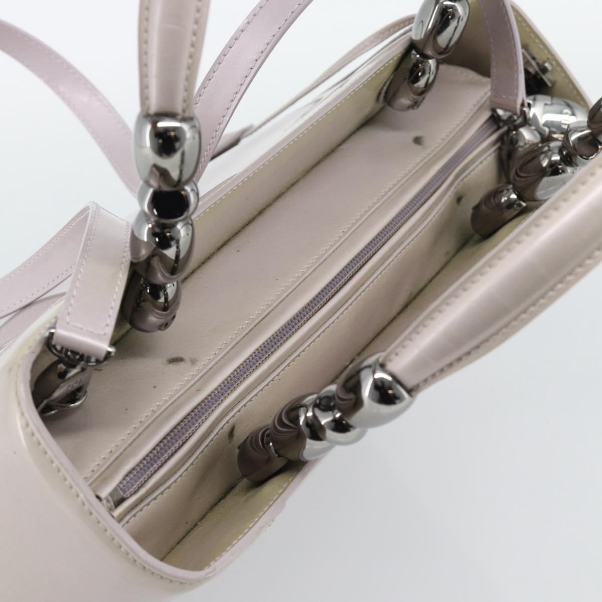 Christian Dior Maris Pearl Bag Patent Leather 2way Lavende Silver Auth 192211