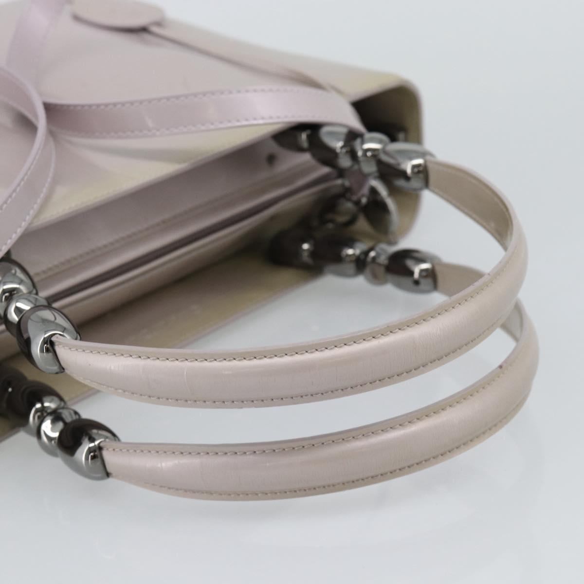 Christian Dior Maris Pearl Bag Patent Leather 2way Lavende Silver Auth 192211