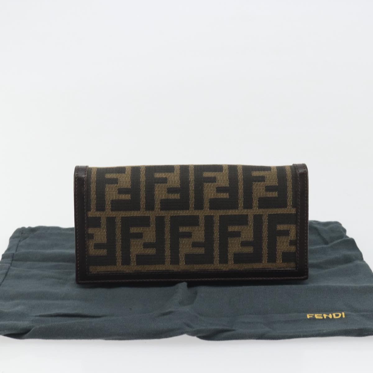 FENDI Zucca Canvas Long Wallet Black Brown Auth 192212V
