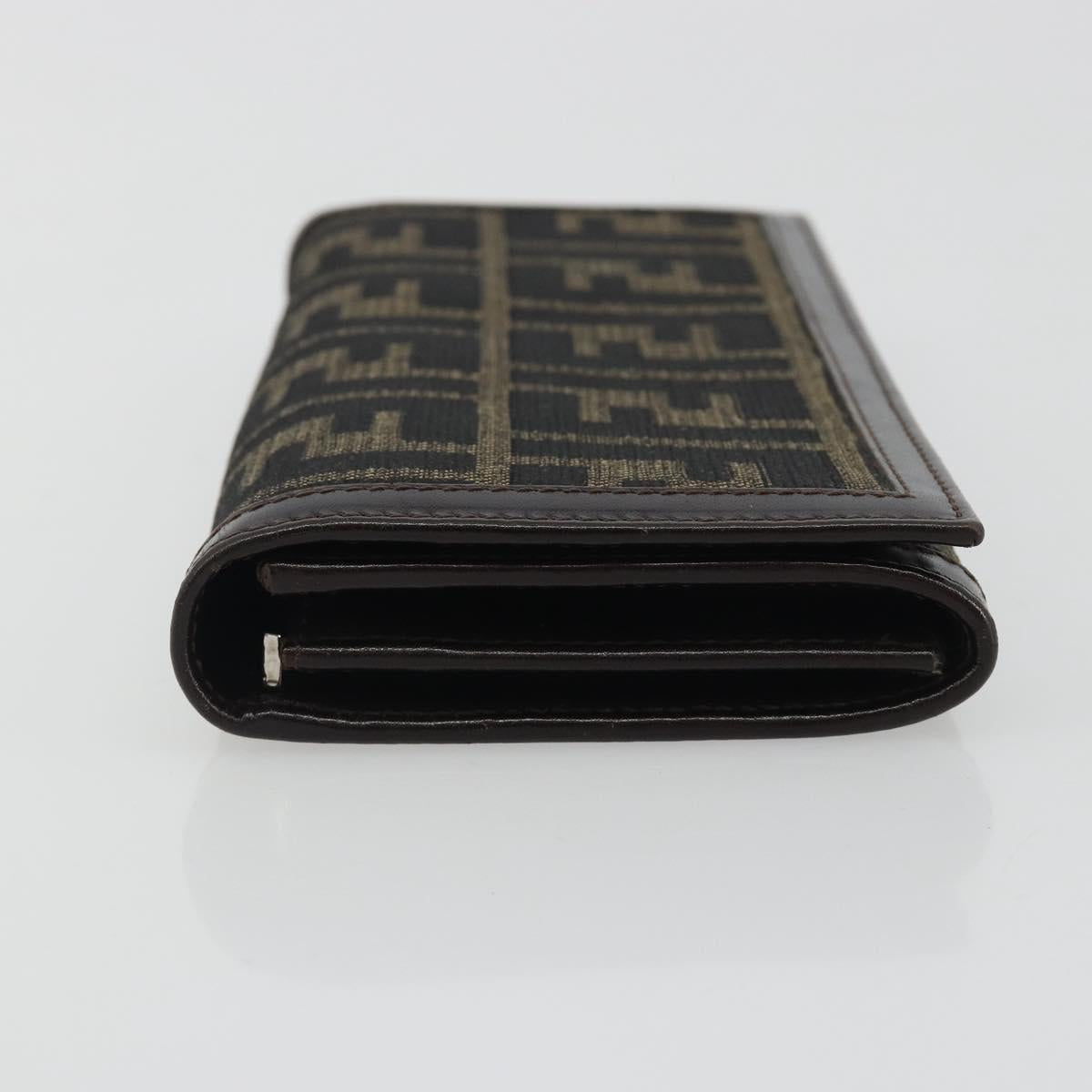 FENDI Zucca Canvas Long Wallet Black Brown Auth 192212V