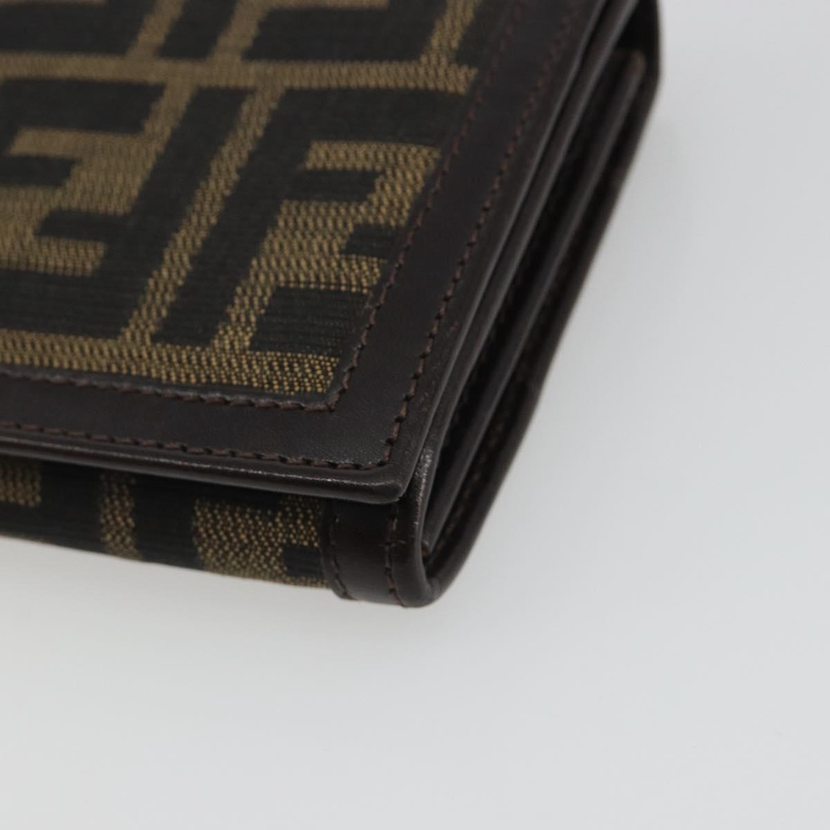 FENDI Zucca Canvas Long Wallet Black Brown Auth 192212V