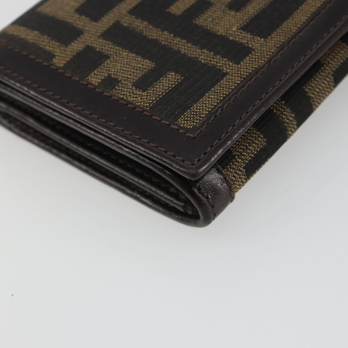 FENDI Zucca Canvas Long Wallet Black Brown Auth 192212V