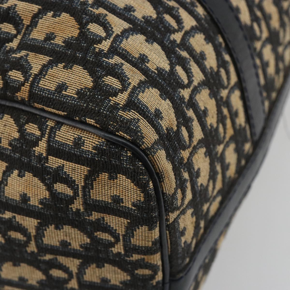 Christian Dior Trotter Canvas Boston Bag Navy Silver Auth 192214