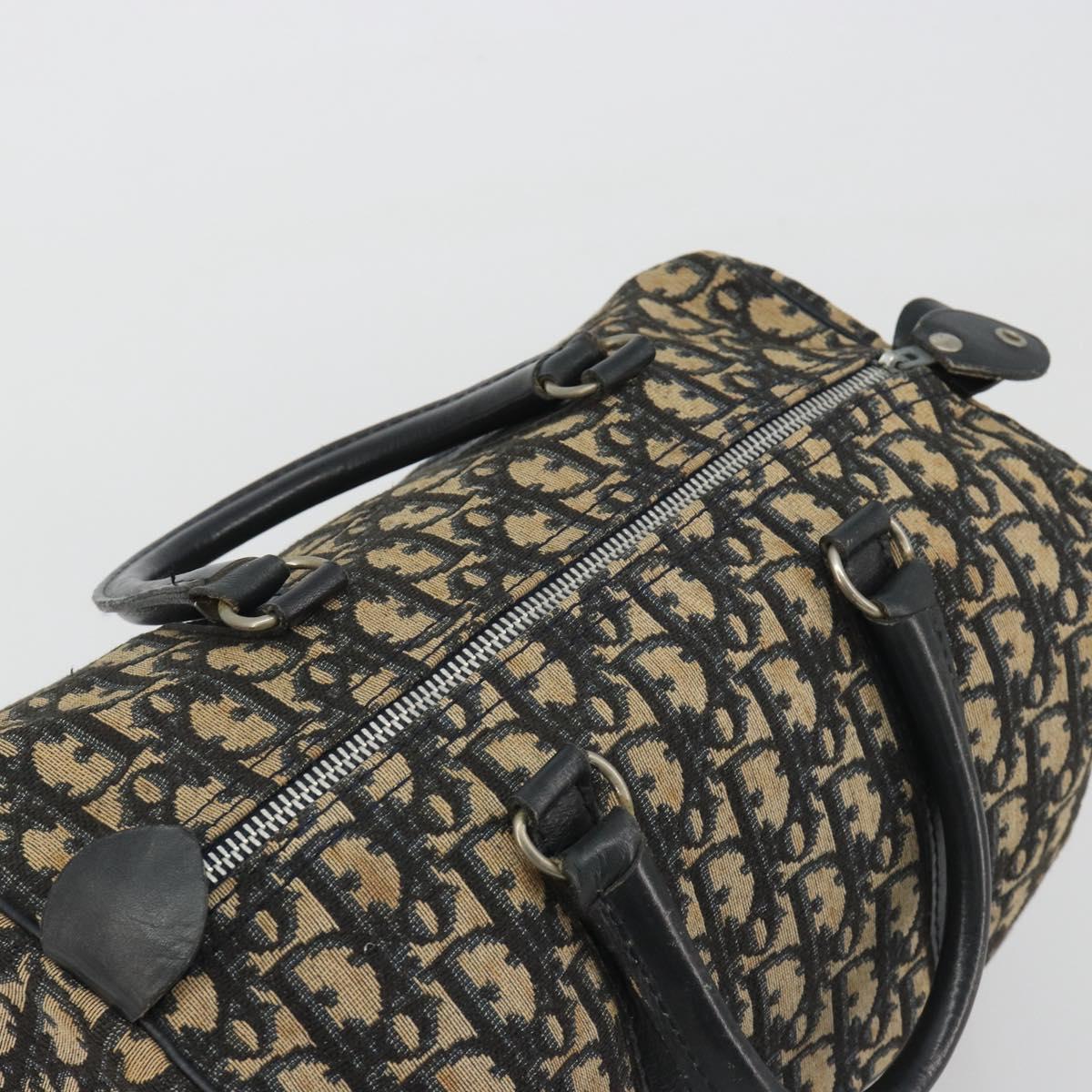 Christian Dior Trotter Canvas Boston Bag Navy Silver Auth 192214