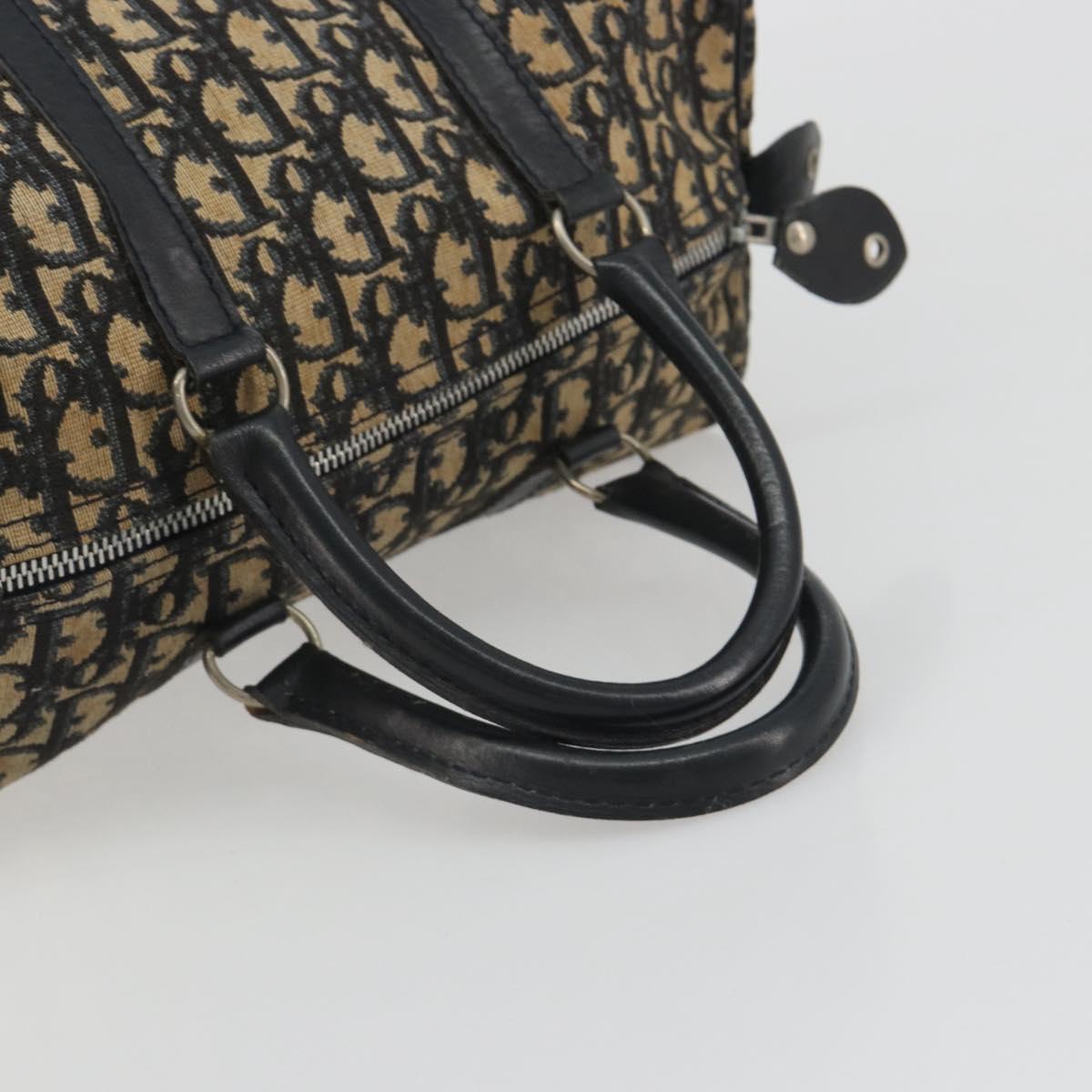 Christian Dior Trotter Canvas Boston Bag Navy Silver Auth 192214