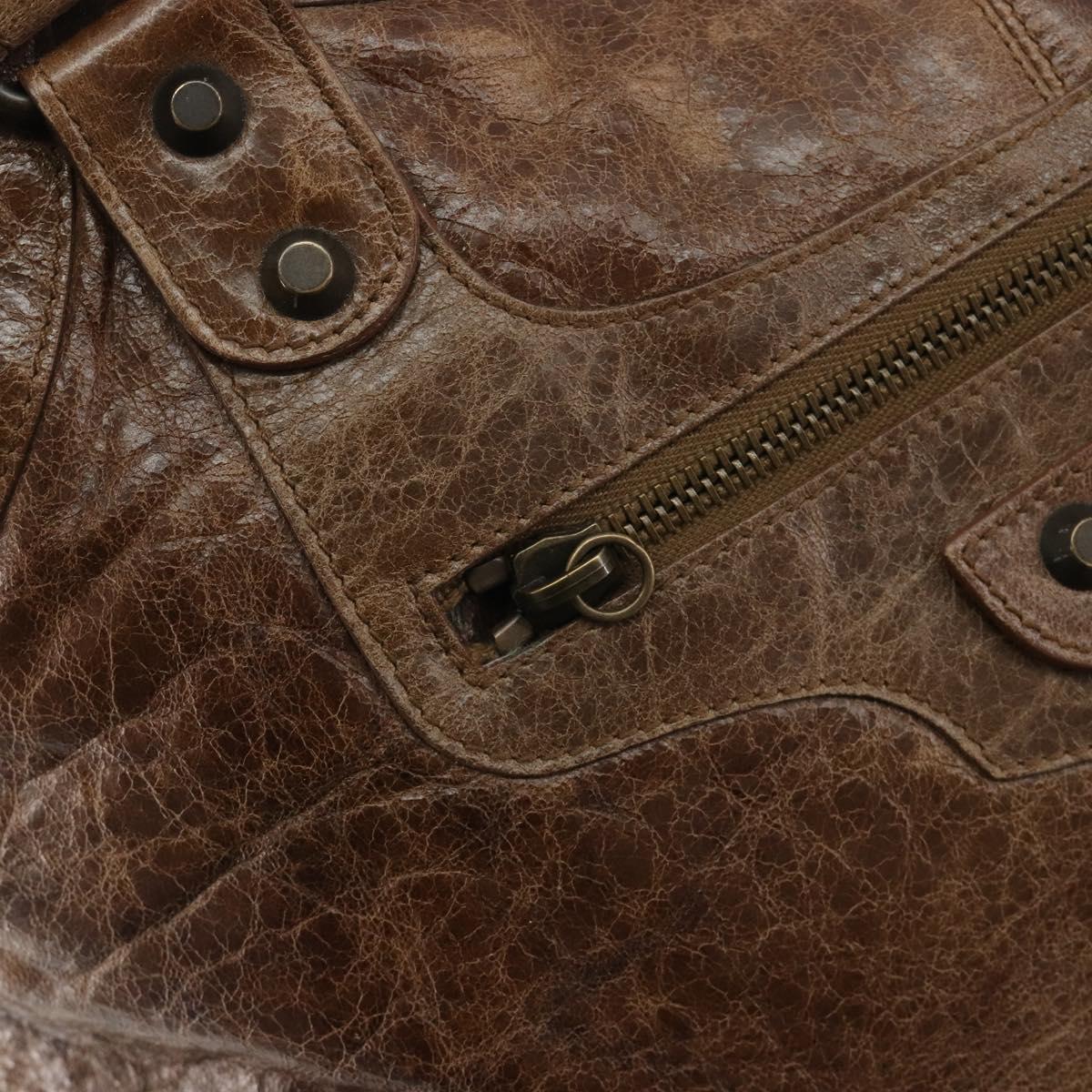 BALENCIAGA Lucity Large Hand Bag Leather Brown 173086 Auth 192215