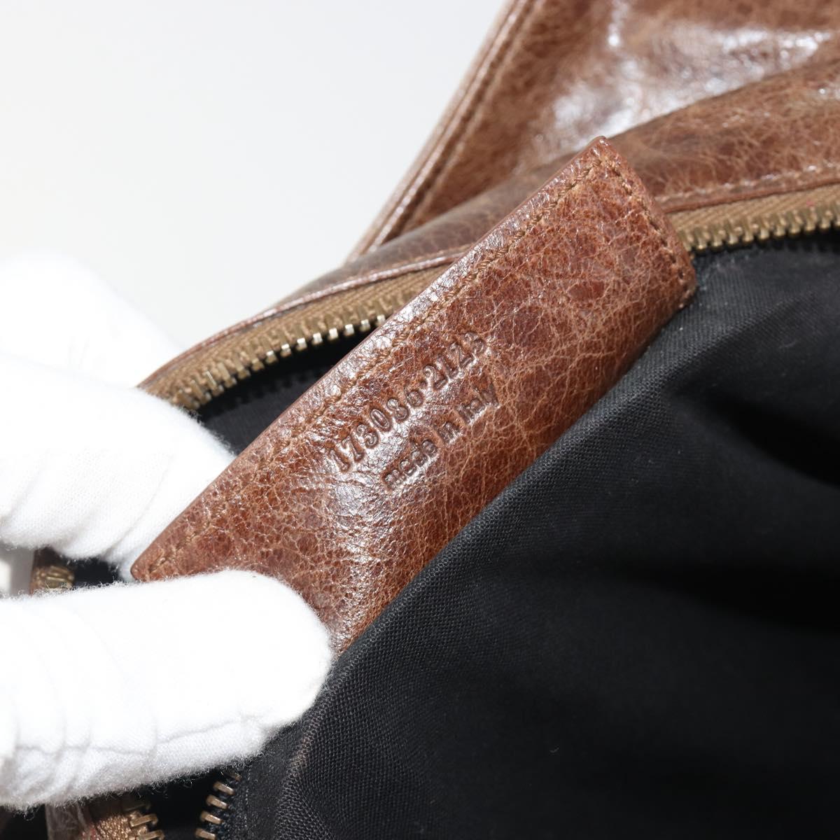 BALENCIAGA Lucity Large Hand Bag Leather Brown 173086 Auth 192215