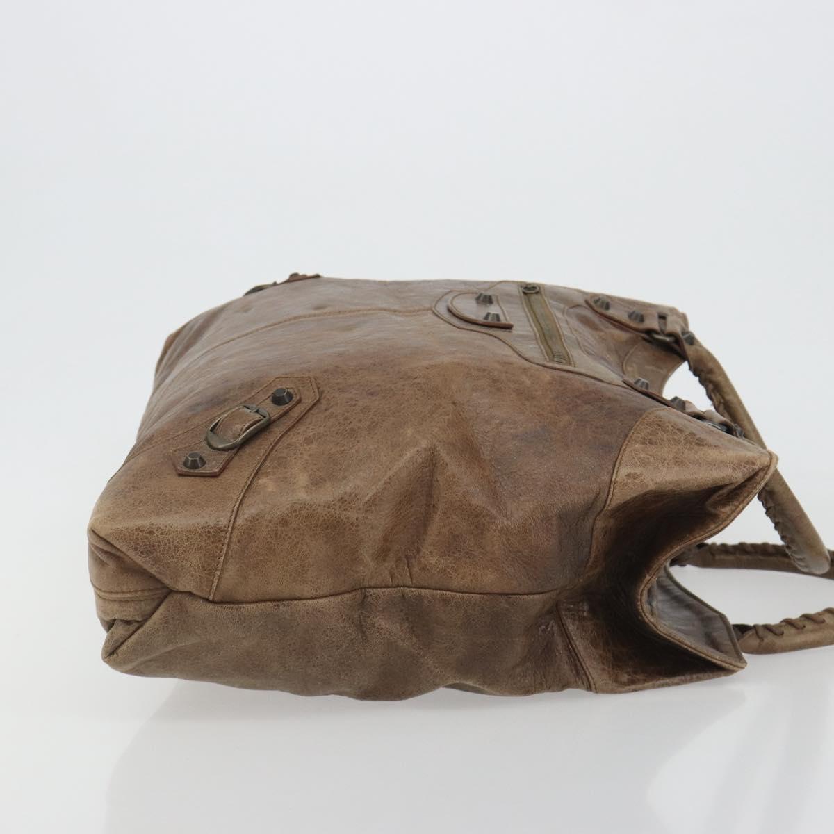 BALENCIAGA Lucity Large Hand Bag Leather Brown 173086 Auth 192215