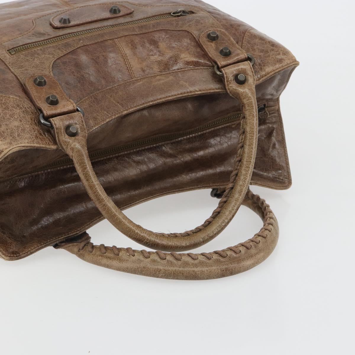 BALENCIAGA Lucity Large Hand Bag Leather Brown 173086 Auth 192215