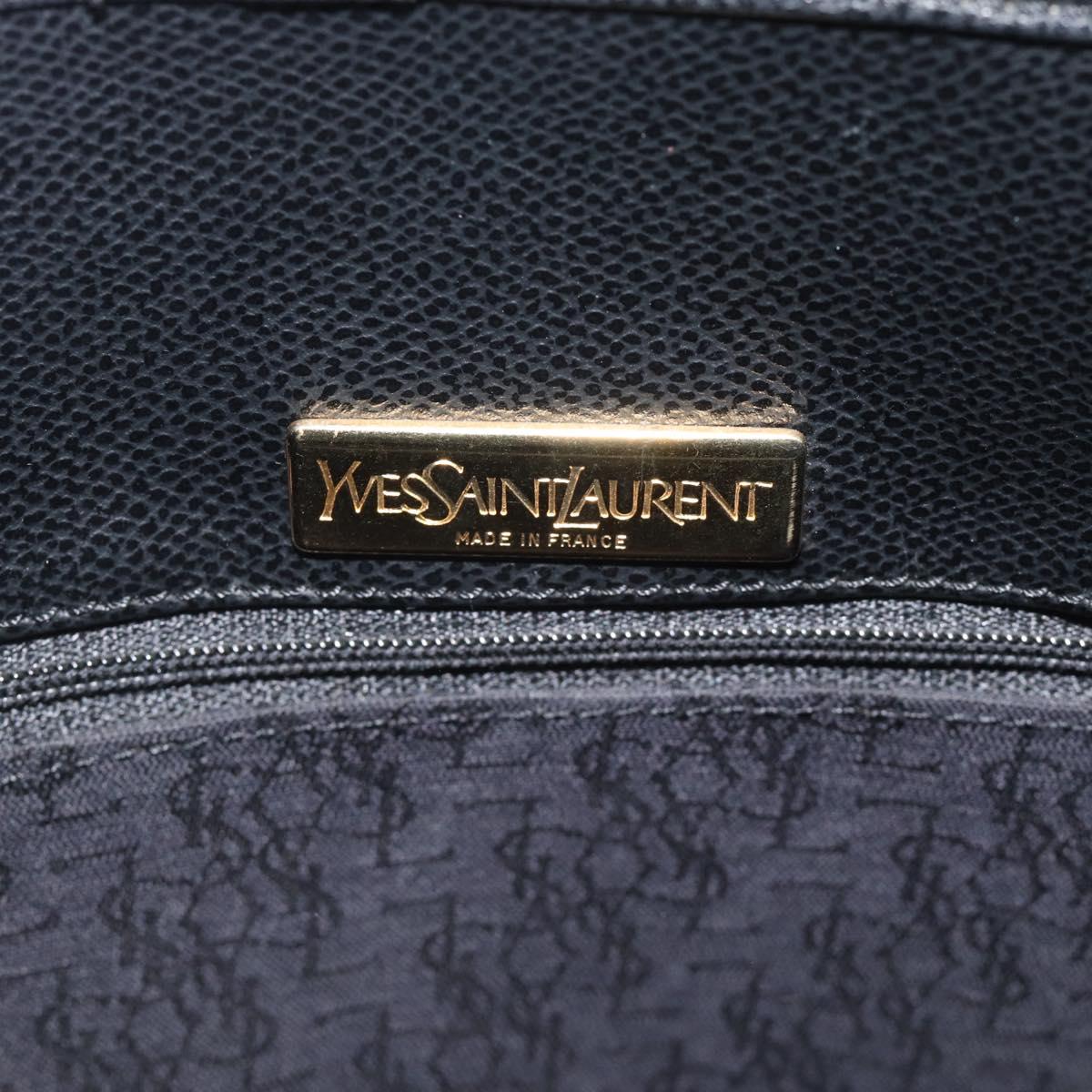 SAINT LAURENT Shoulder Bag Leather Black Gold Auth 192219V