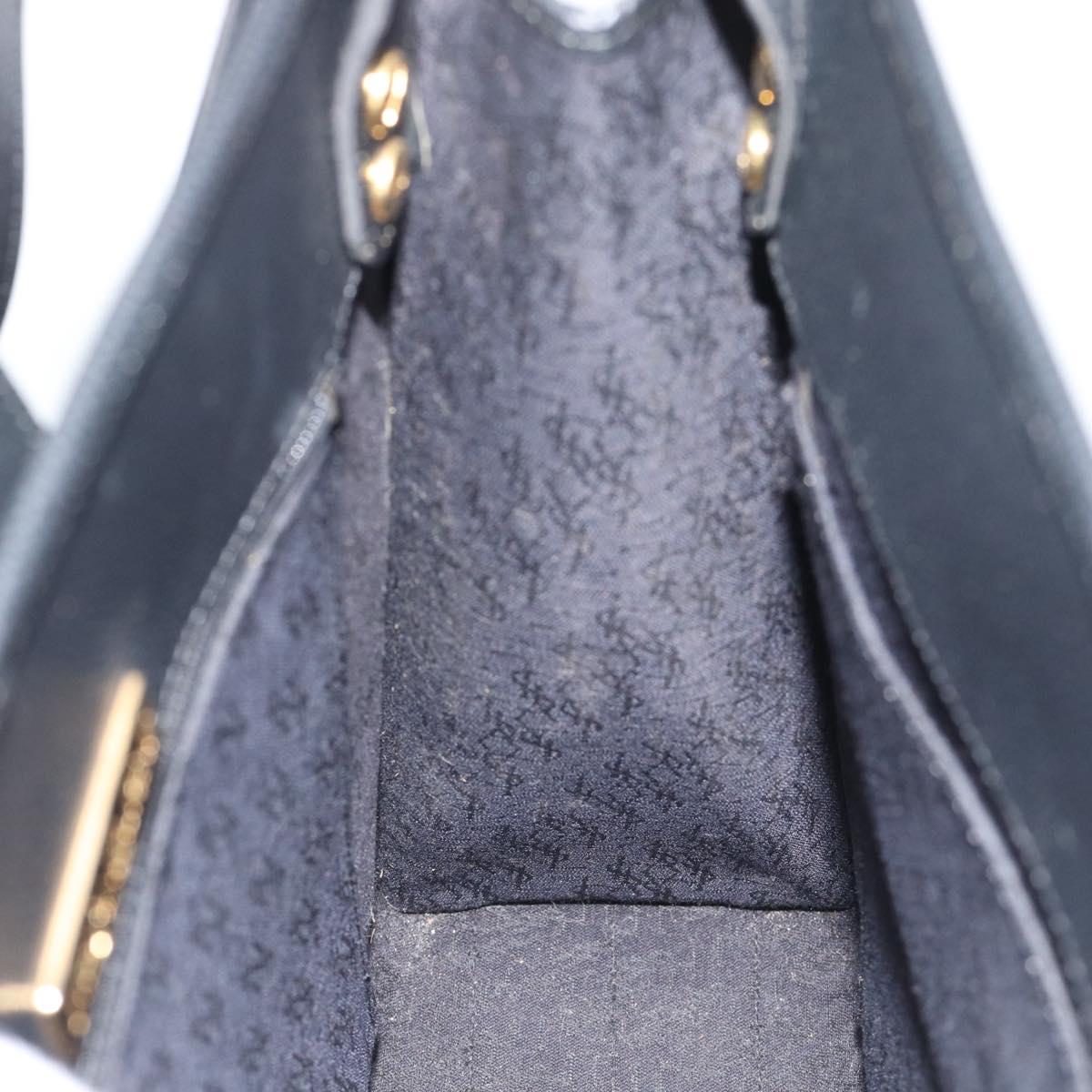 SAINT LAURENT Shoulder Bag Leather Black Gold Auth 192219V
