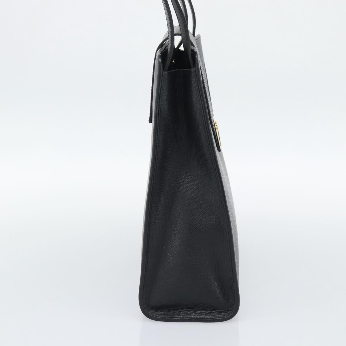 SAINT LAURENT Shoulder Bag Leather Black Gold Auth 192219V
