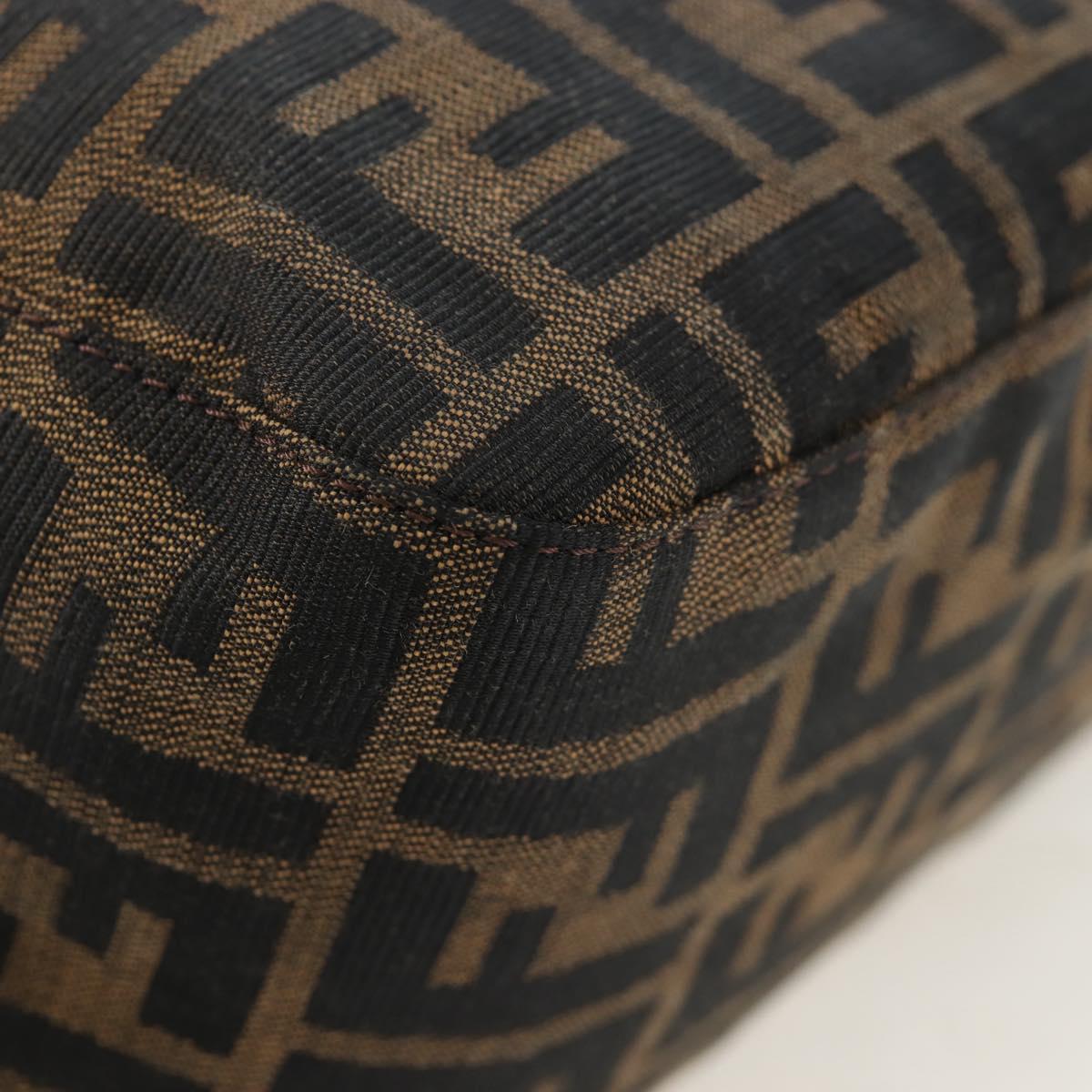 FENDI Zucca Canvas Mamma Baguette Shoulder Bag Brown Black Auth 192220V