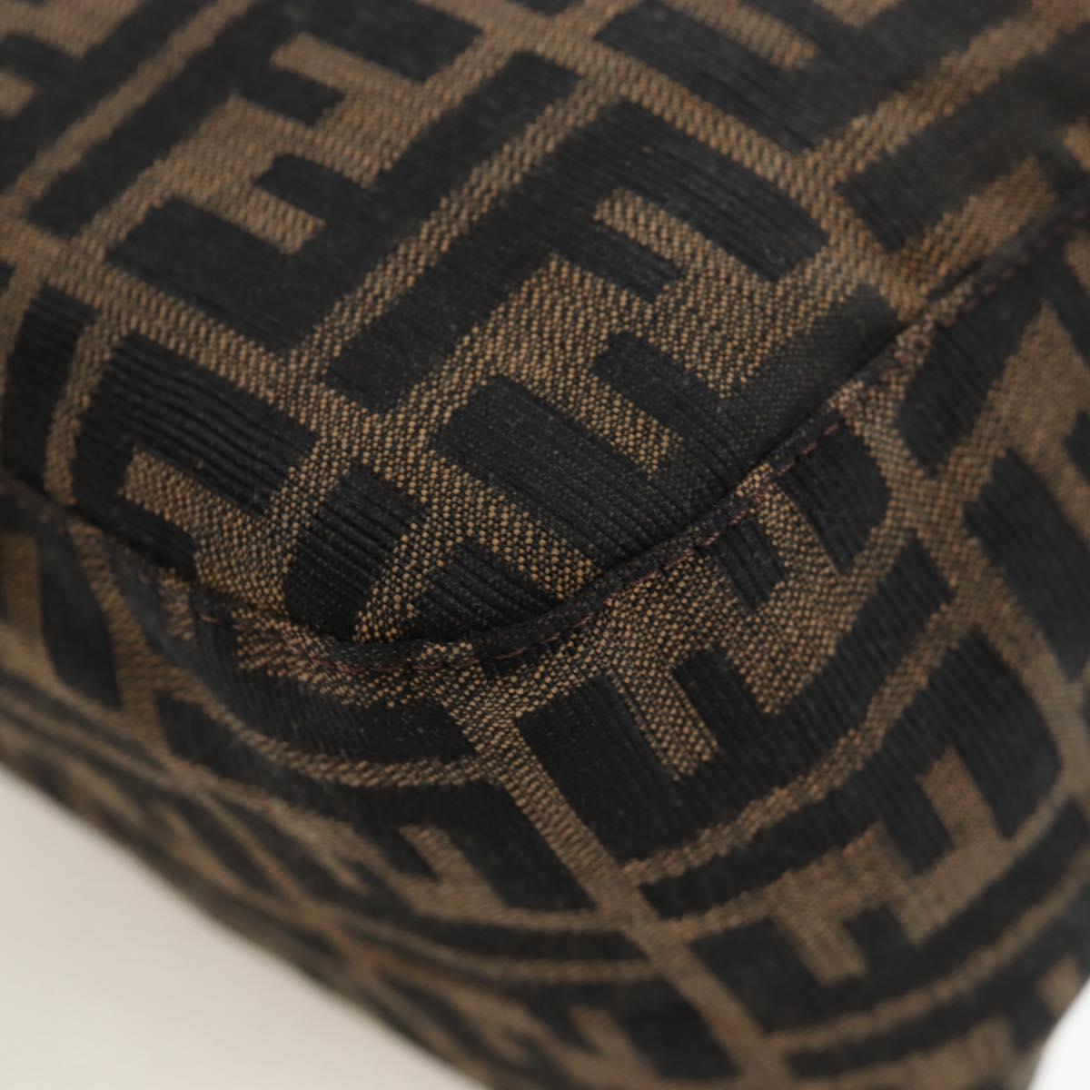 FENDI Zucca Canvas Mamma Baguette Shoulder Bag Brown Black Auth 192220V