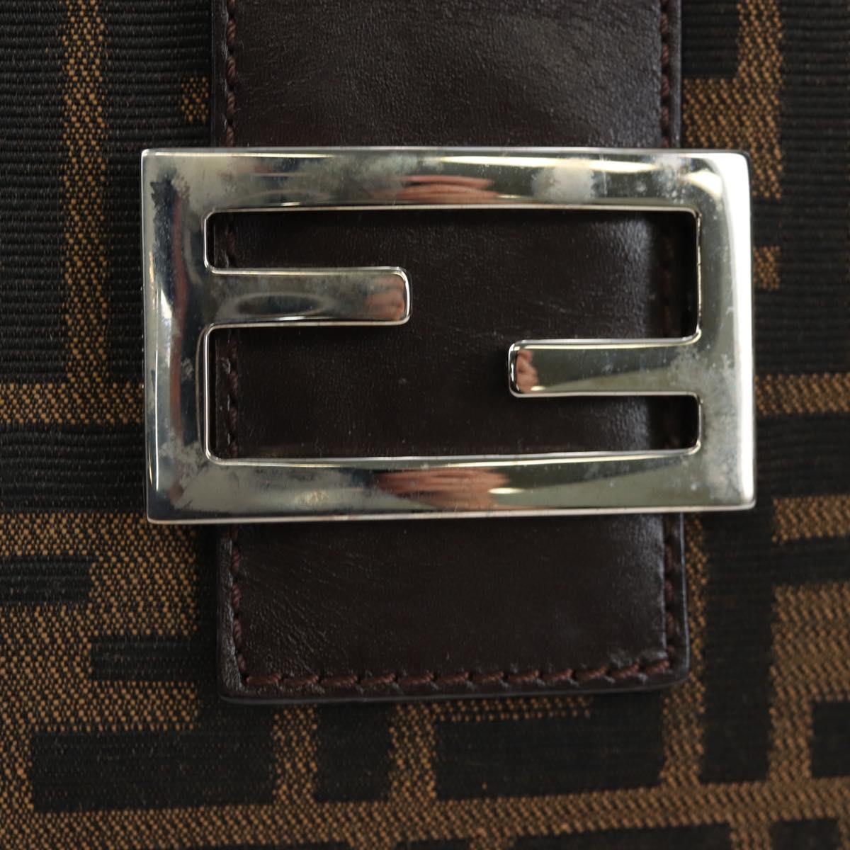 FENDI Zucca Canvas Mamma Baguette Shoulder Bag Brown Black Auth 192220V