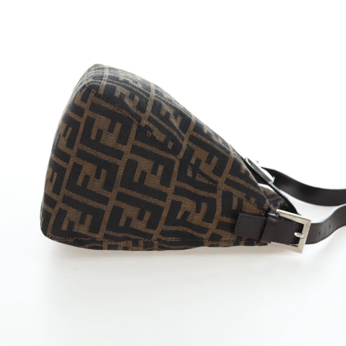 FENDI Zucca Canvas Mamma Baguette Shoulder Bag Brown Black Auth 192220V