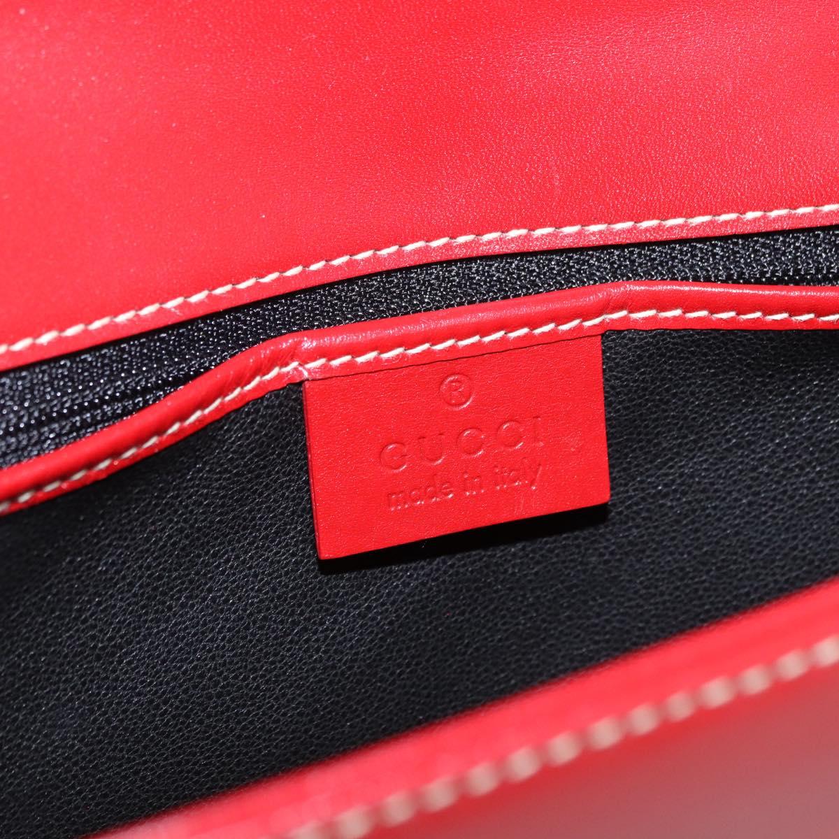 GUCCI Ready Lock Shoulder Bag Leather Red Gold 001 4214 Auth 192221V