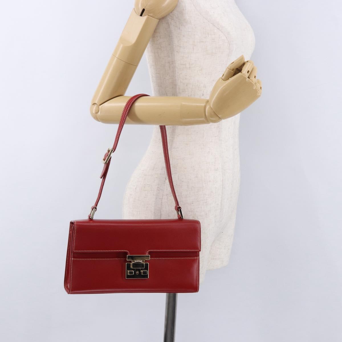 GUCCI Ready Lock Shoulder Bag Leather Red Gold 001 4214 Auth 192221V