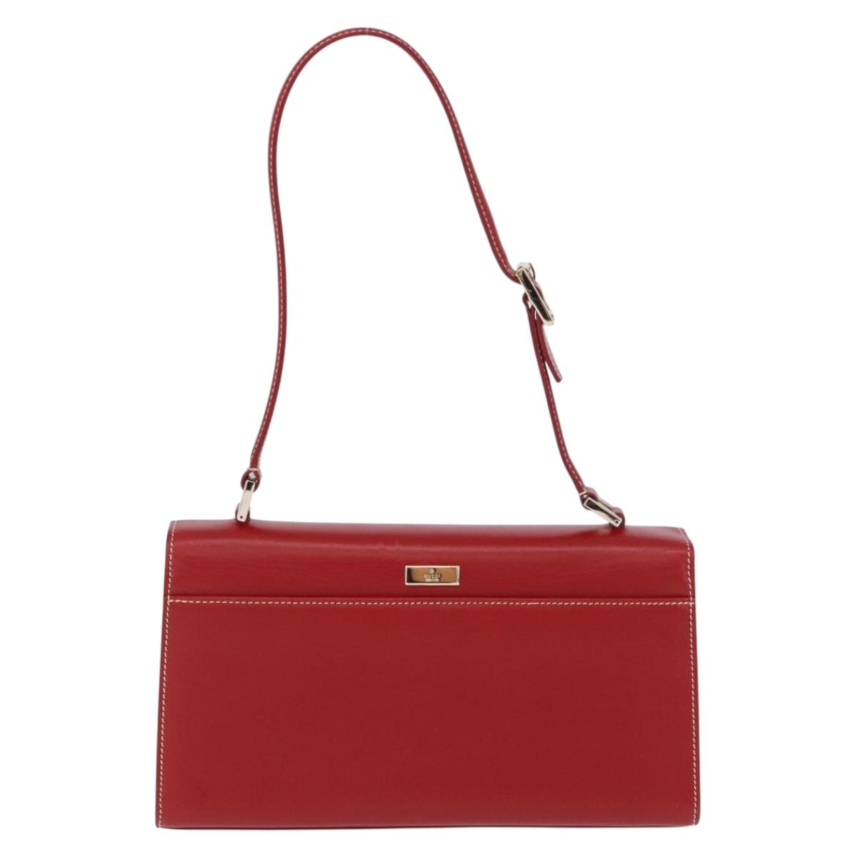 GUCCI Ready Lock Shoulder Bag Leather Red Gold 001 4214 Auth 192221V
