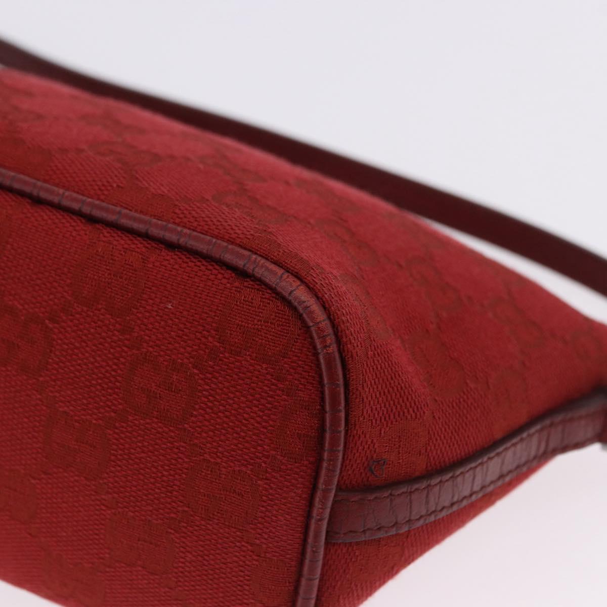 GUCCI GG Canvas Accessory Pouch Red Silver 07198 Auth 192222V