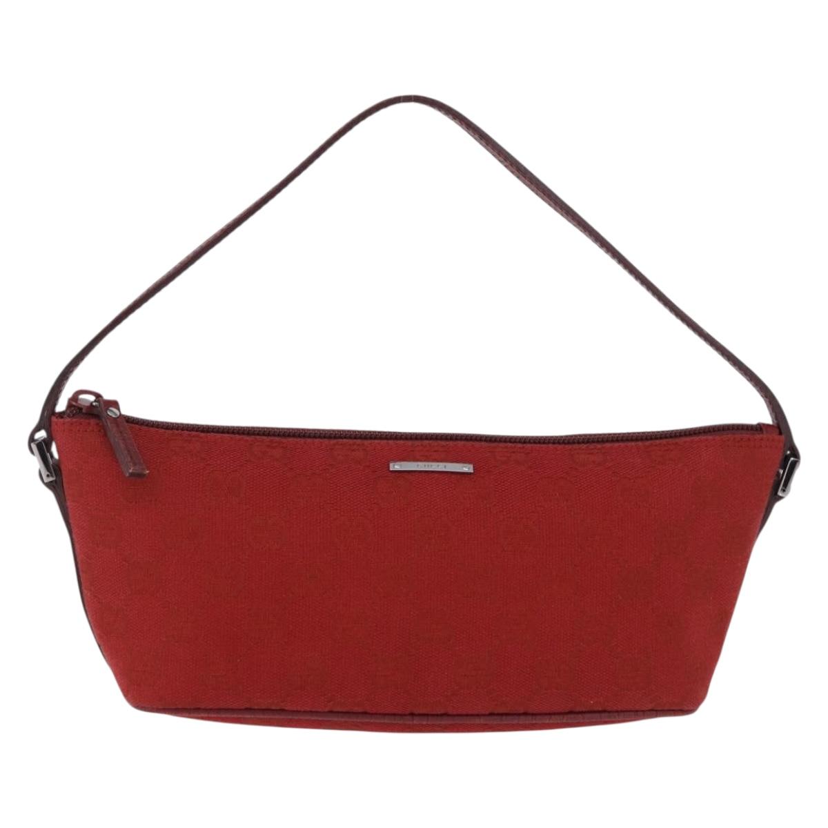 GUCCI GG Canvas Accessory Pouch Red Silver 07198 Auth 192222V