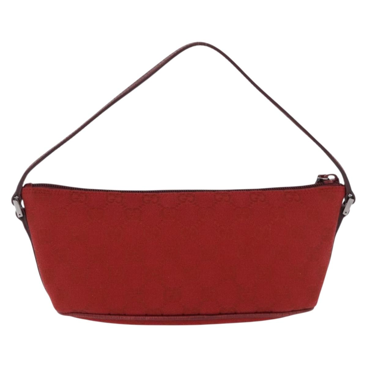 GUCCI GG Canvas Accessory Pouch Red Silver 07198 Auth 192222V