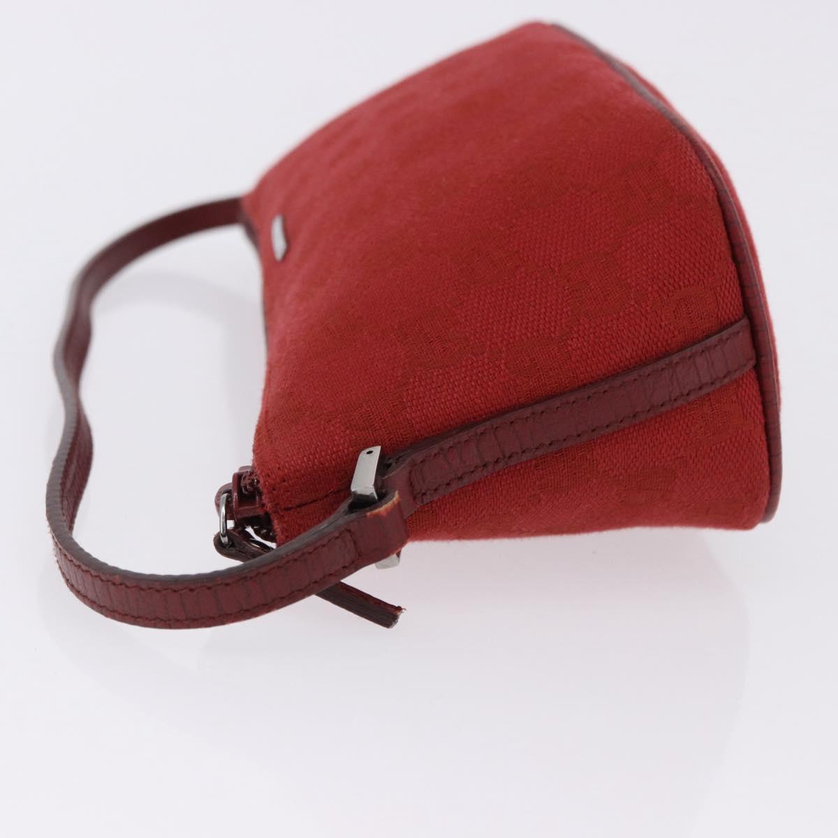 GUCCI GG Canvas Accessory Pouch Red Silver 07198 Auth 192222V
