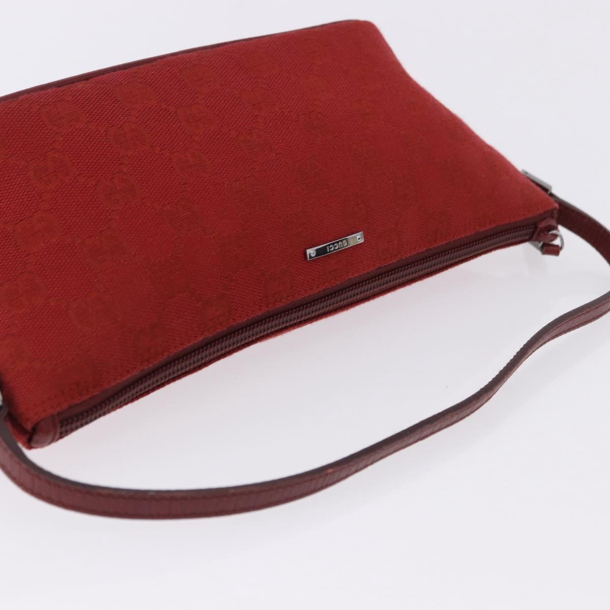 GUCCI GG Canvas Accessory Pouch Red Silver 07198 Auth 192222V