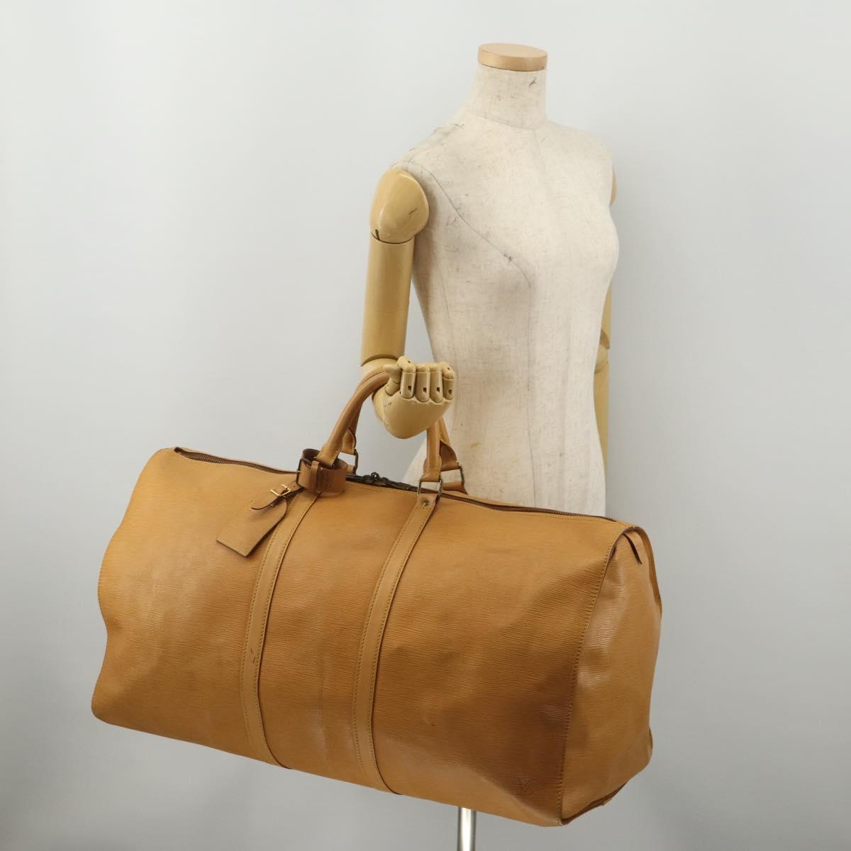 LOUIS VUITTON Epi Keepall 60 Boston Bag Brown Zipangu Gold M42948 LV Auth 192224