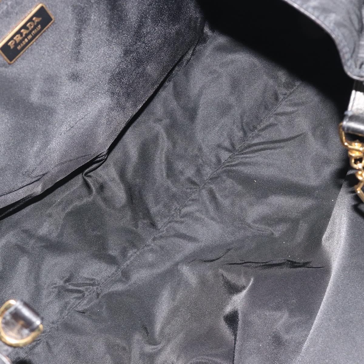 PRADA Tote Bag Nylon Black Gold Auth 192232A