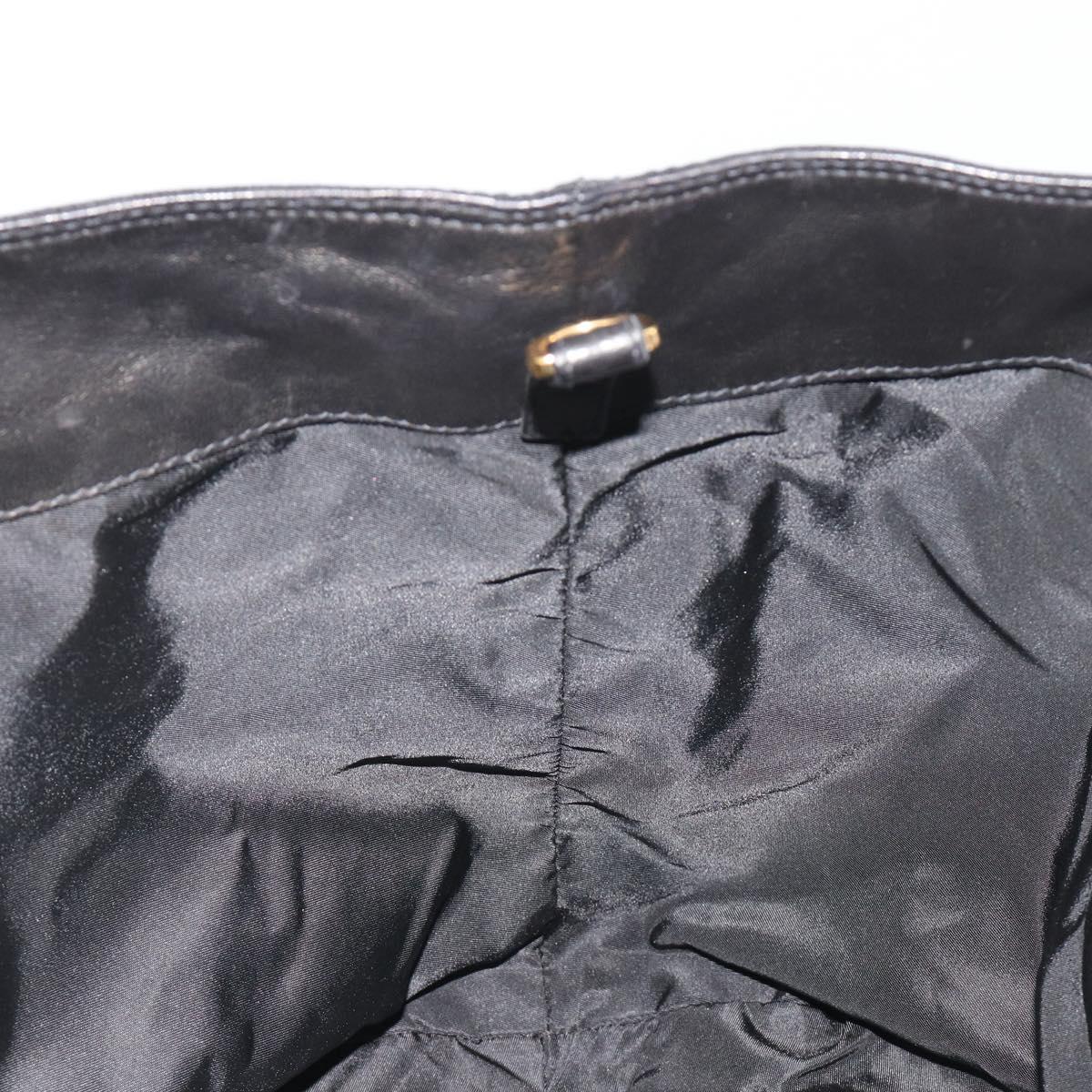 PRADA Tote Bag Nylon Black Gold Auth 192232A