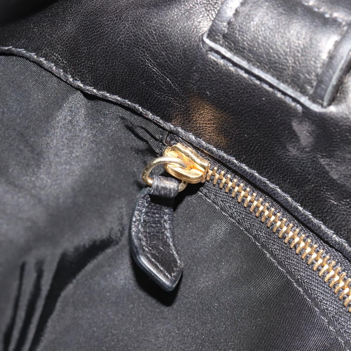 PRADA Tote Bag Nylon Black Gold Auth 192232A