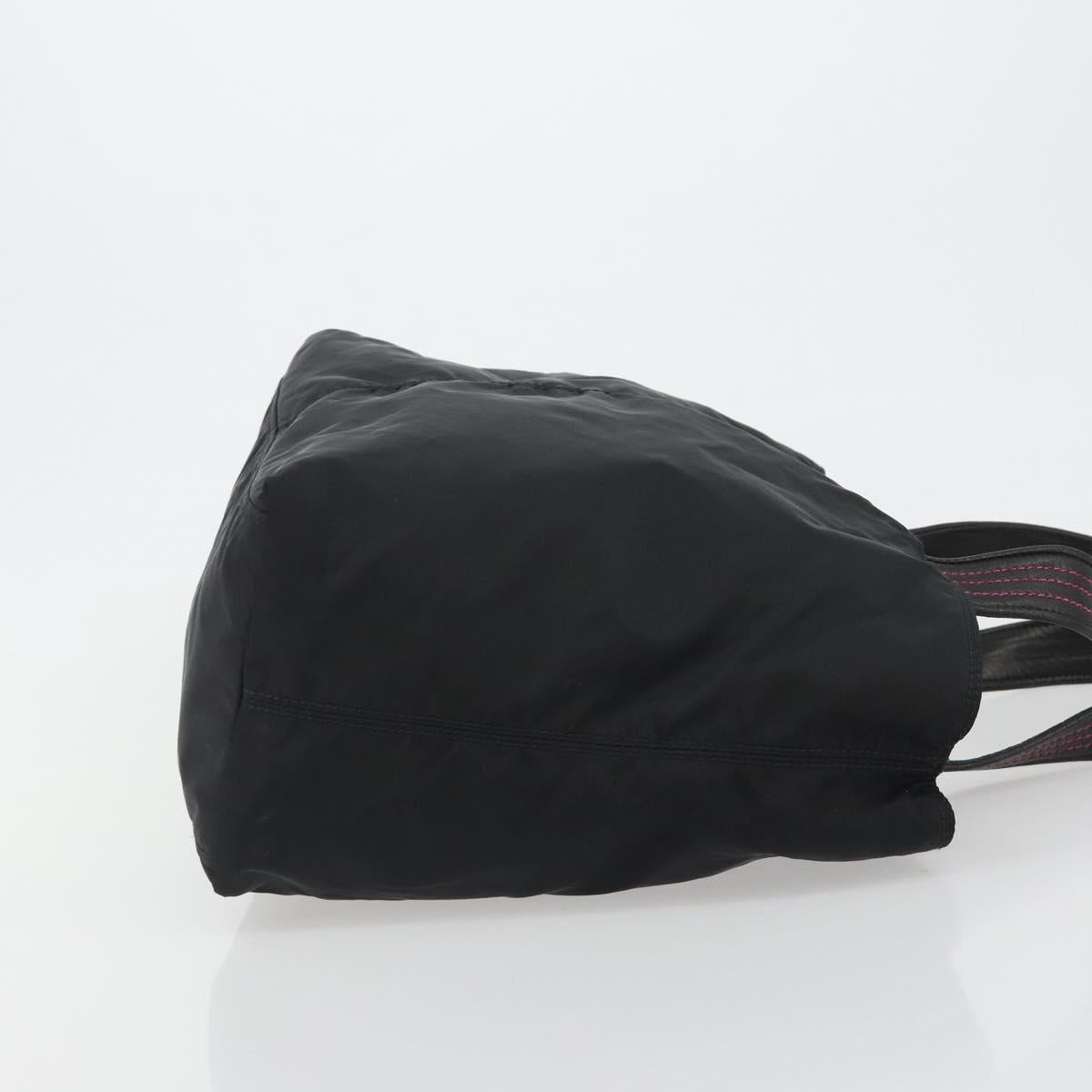 PRADA Tote Bag Nylon Black Gold Auth 192232A