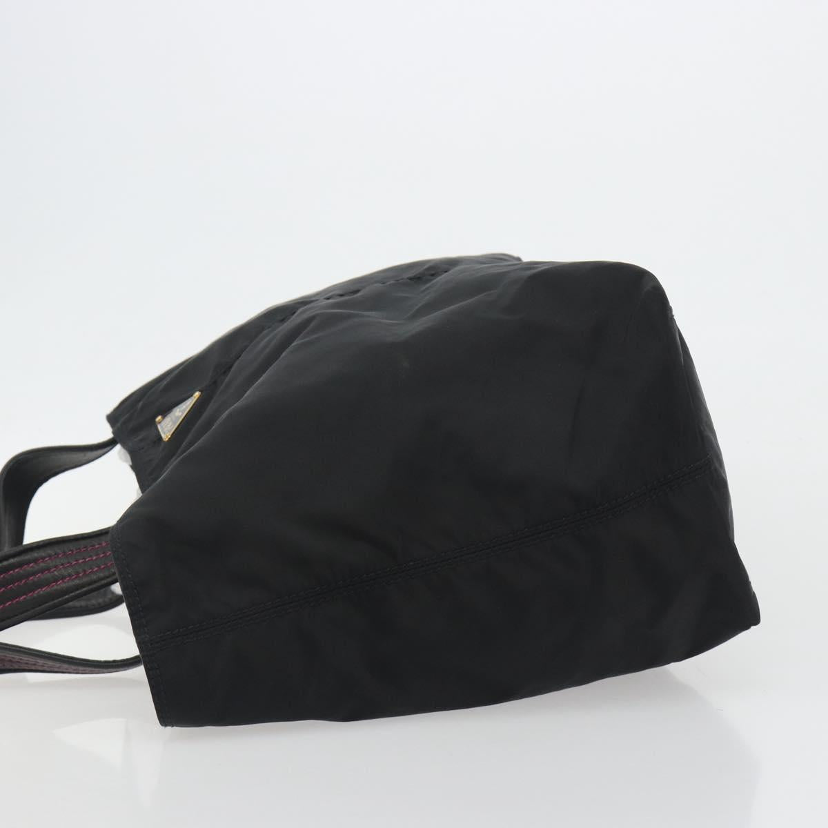 PRADA Tote Bag Nylon Black Gold Auth 192232A