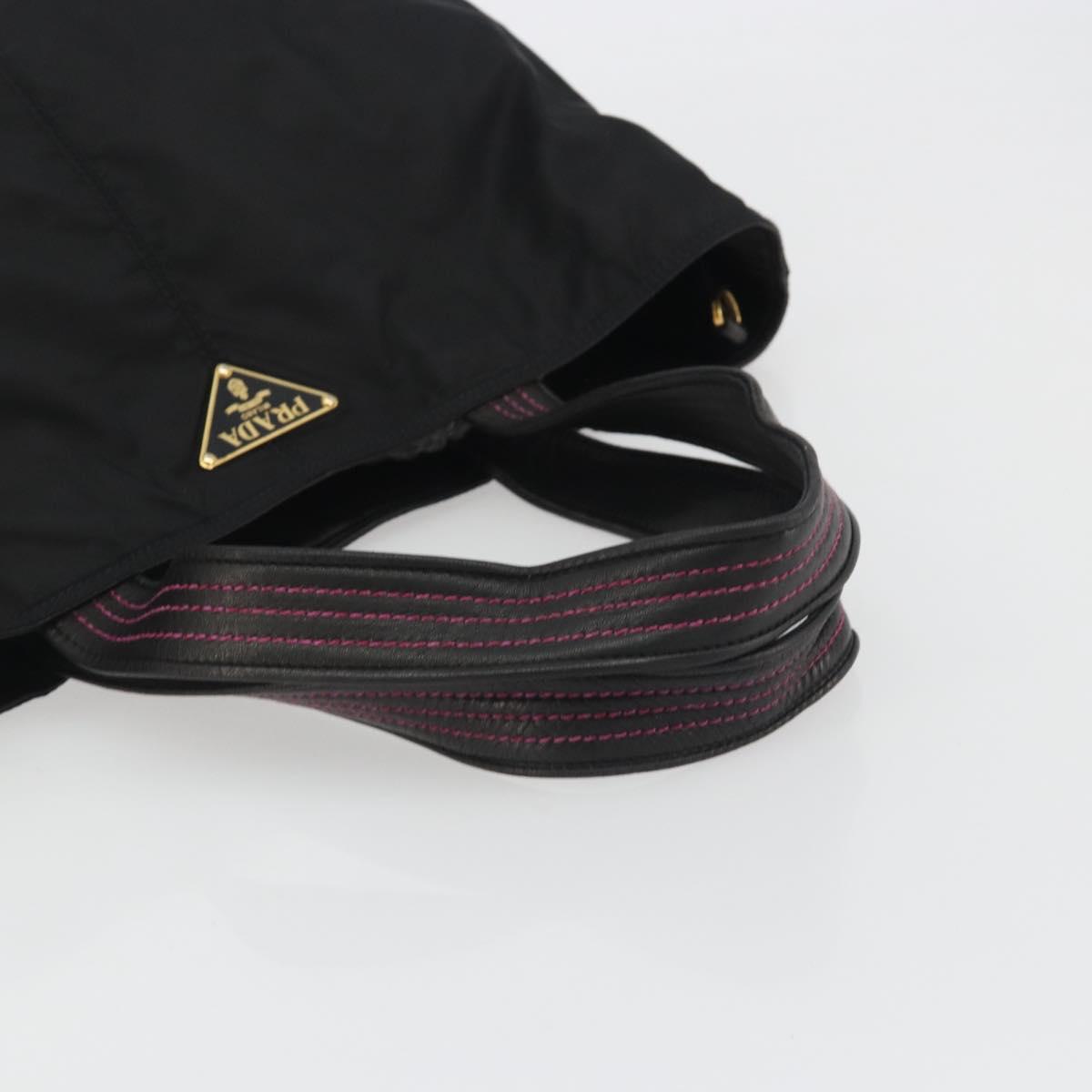 PRADA Tote Bag Nylon Black Gold Auth 192232A
