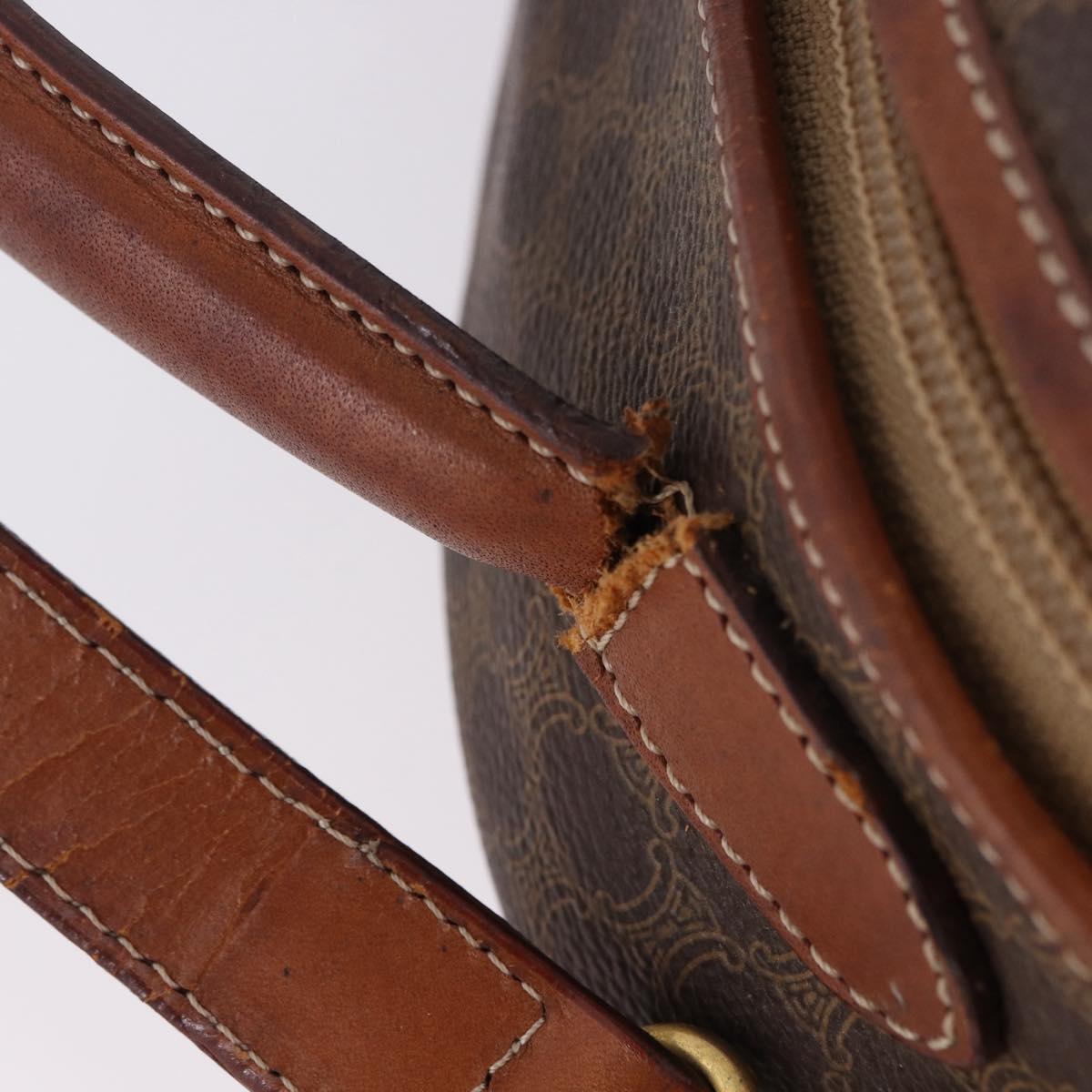 CELINE Macadam Canvas Hand Bag PVC Leather 2way Brown Gold Auth 192234