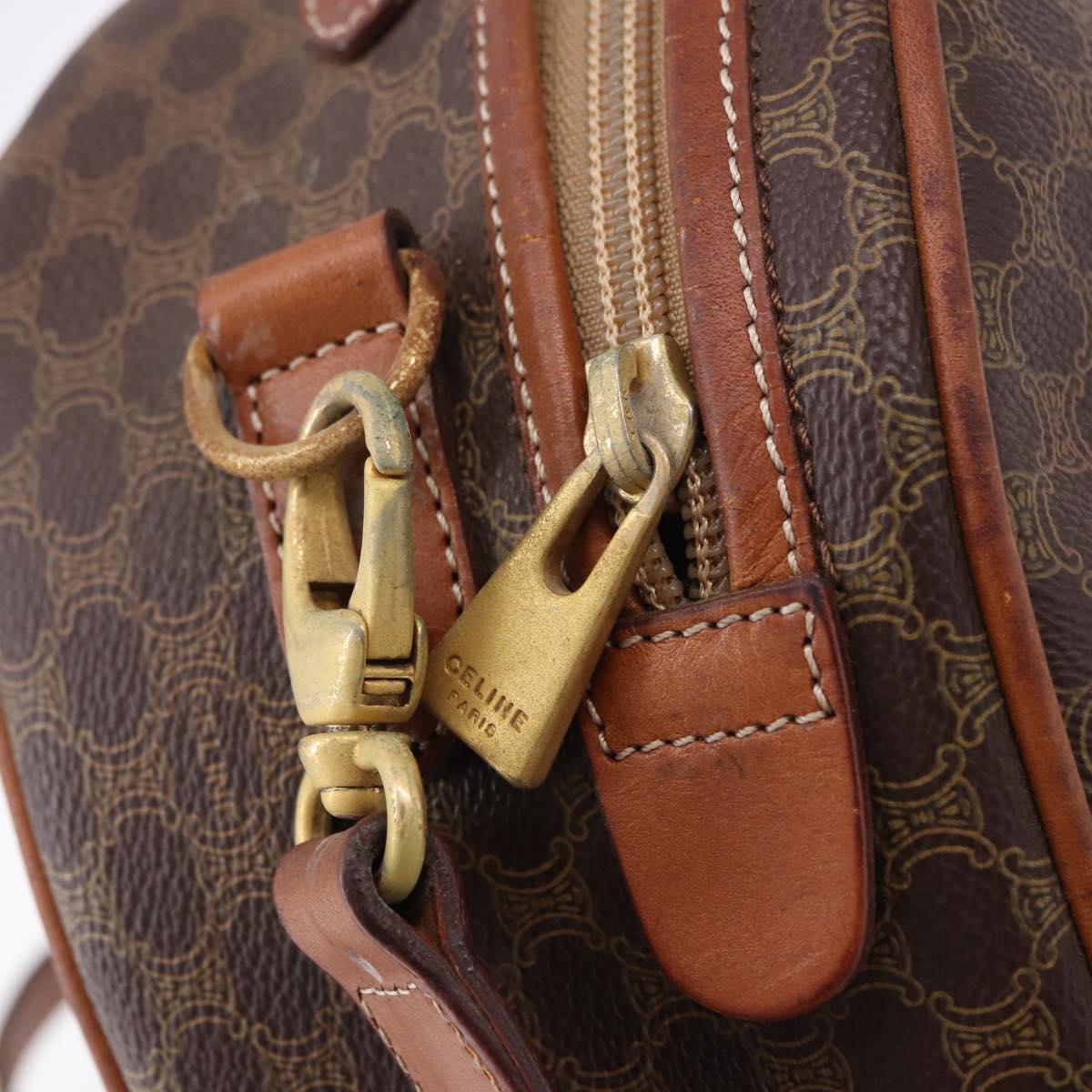 CELINE Macadam Canvas Hand Bag PVC Leather 2way Brown Gold Auth 192234