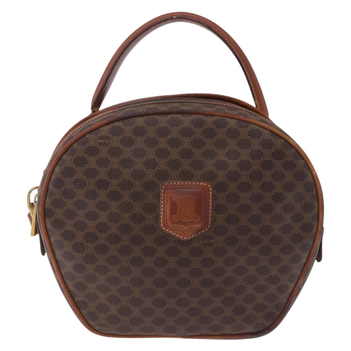 CELINE Macadam Canvas Hand Bag PVC Leather 2way Brown Gold Auth 192234