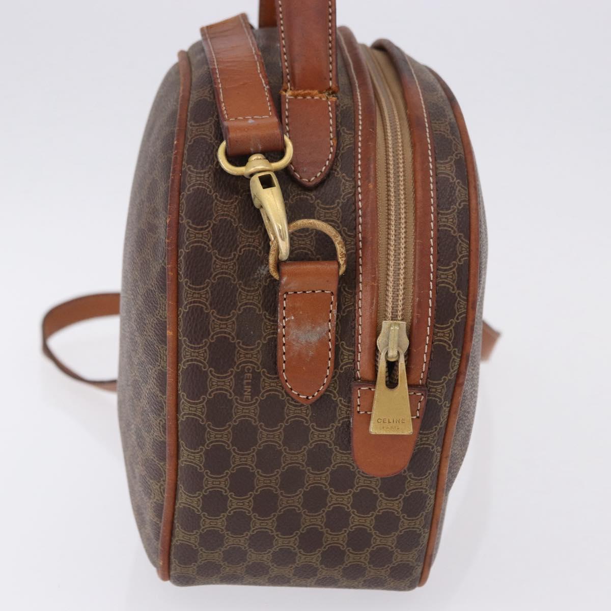 CELINE Macadam Canvas Hand Bag PVC Leather 2way Brown Gold Auth 192234