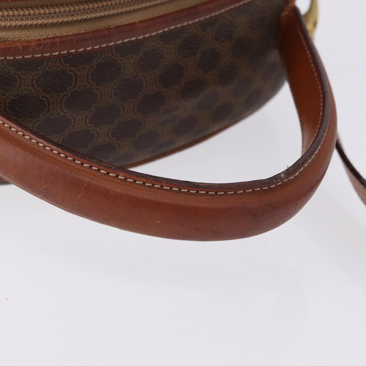 CELINE Macadam Canvas Hand Bag PVC Leather 2way Brown Gold Auth 192234