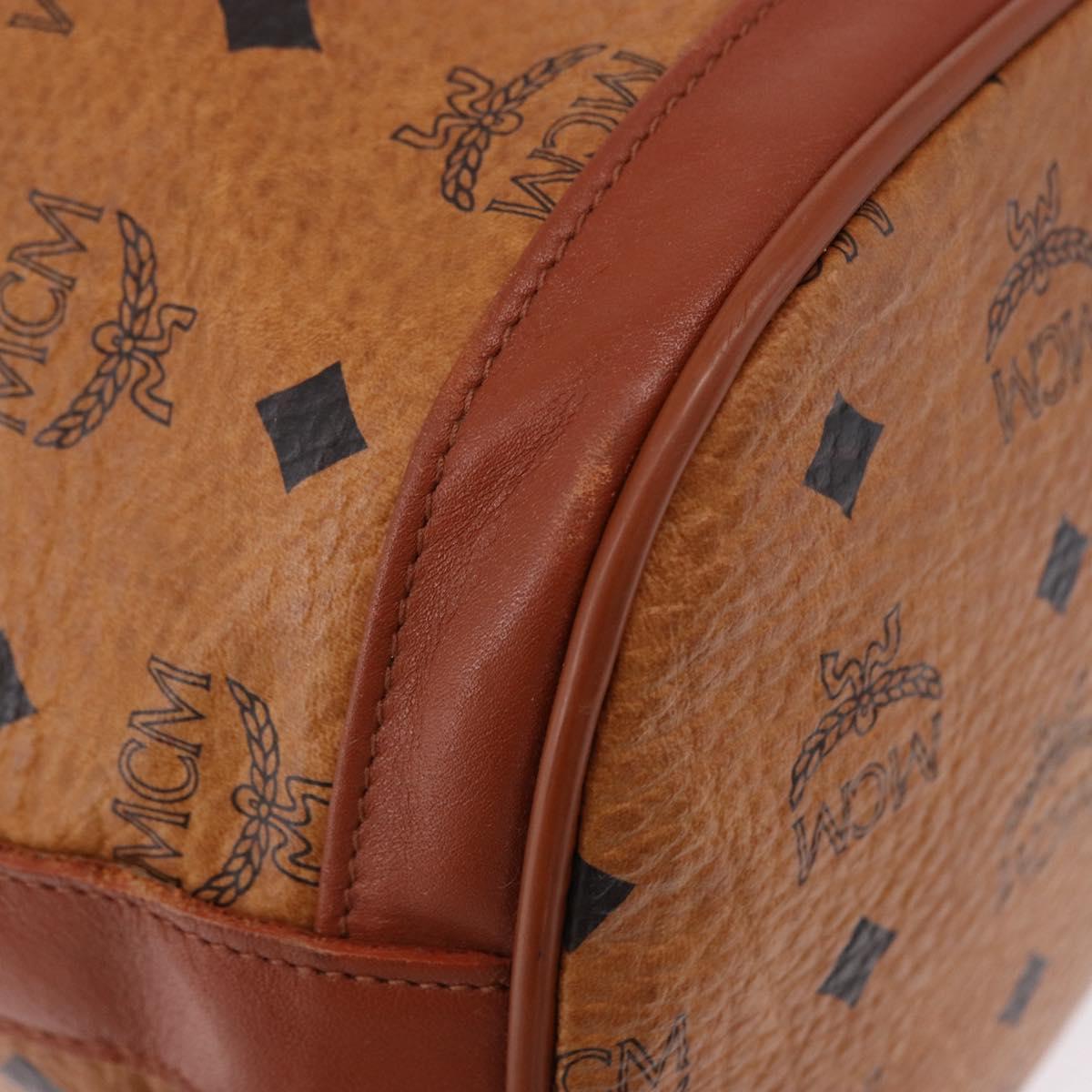 MCM Vicetos Logogram Shoulder Bag PVC Leather Brown Gold Auth 192235