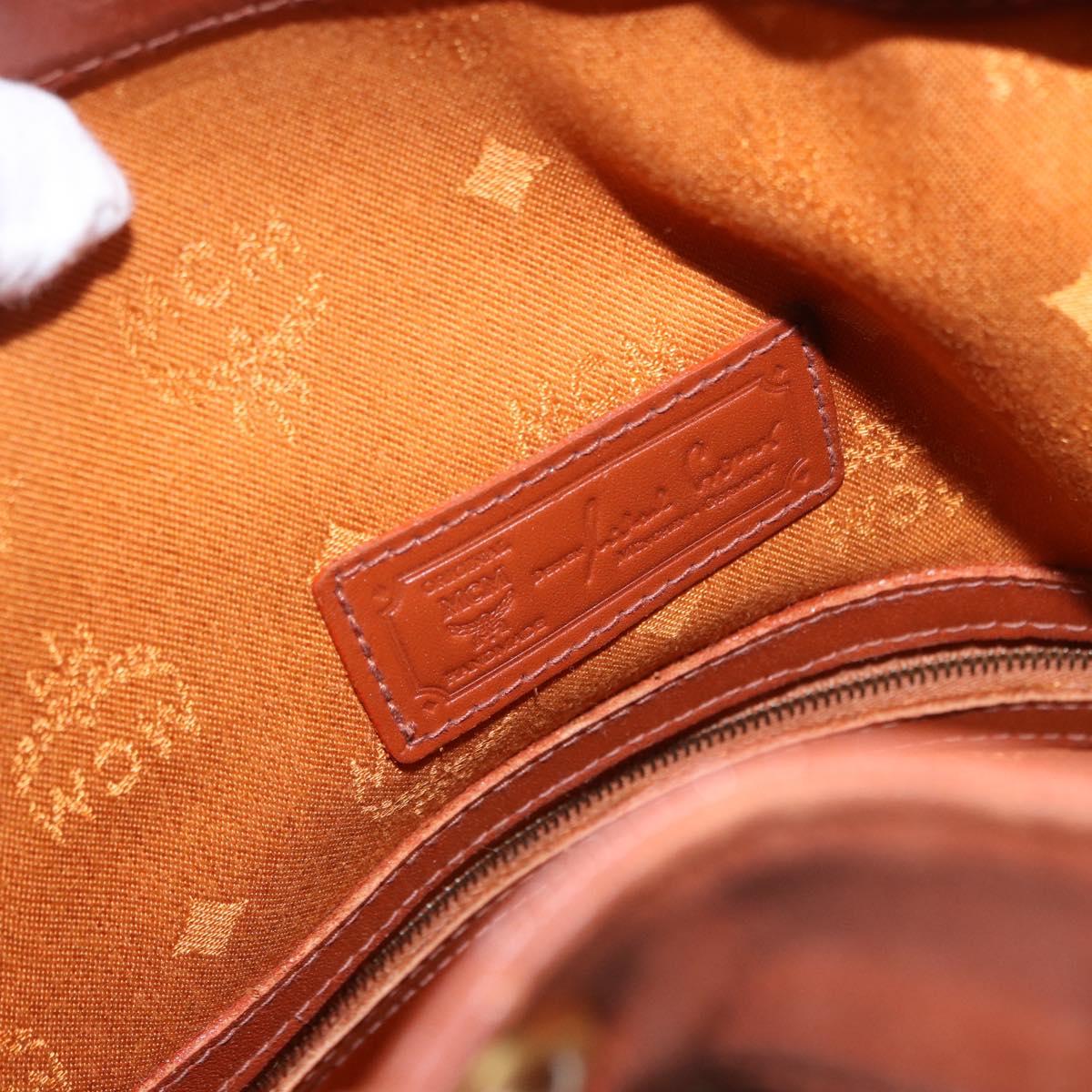 MCM Vicetos Logogram Shoulder Bag PVC Leather Brown Gold Auth 192235